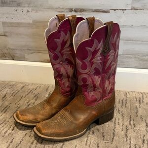 Ariat Brown and Burgundy Western Cowboy Boots
